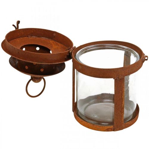 Product Metal lantern with patina, summer decoration, lantern made of metal rust H18cm Ø10cm