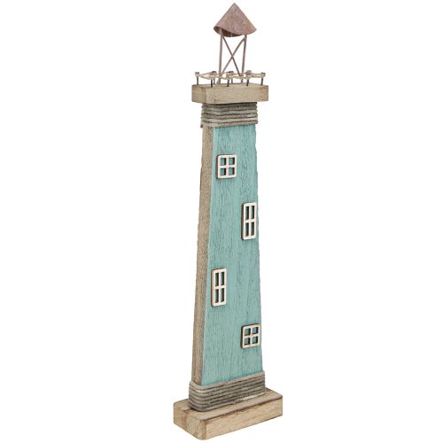 Lighthouse Antique Look Maritime Table Decoration Wood Blue 40.5cm