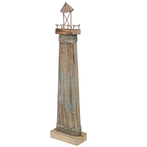 Product Lighthouse Antique Look Maritime Table Decoration Wood Blue 40.5cm