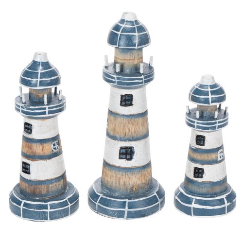 Product Lighthouse decoration, maritime style, for living room and terrace, 20cm, set of 3.