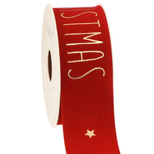 Merry Christmas decorative ribbon red gold W40mm L5m