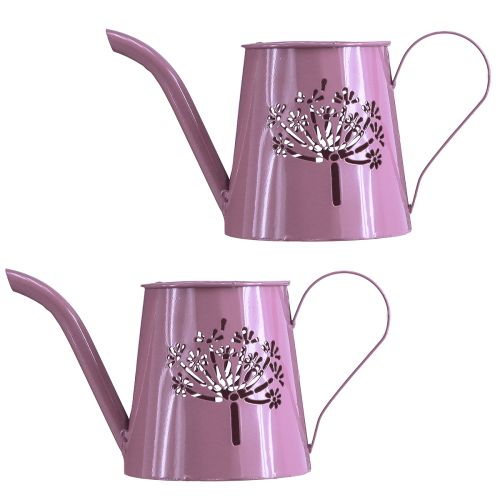 Product Metal decorative watering can with dandelion pink H12cm 2pcs