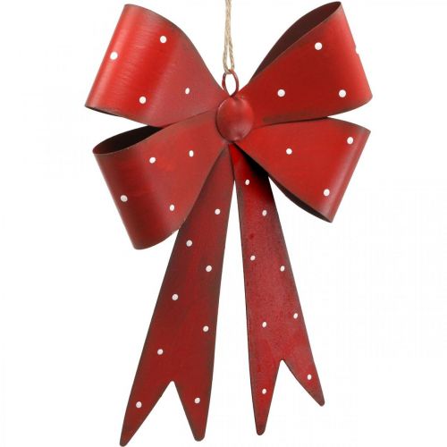 Floristik24 Metal Deco Wall Hanger Bow Red Dots White 19×16×2.5cm