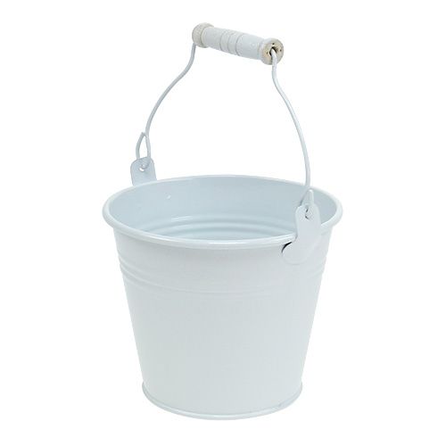 Metal bucket white Ø12cm H10cm 8pcs