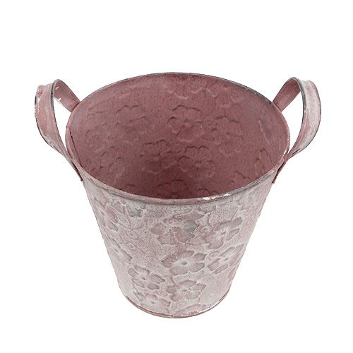 Floristik24 Metal bucket with flowers pink Ø15.5cm H15cm