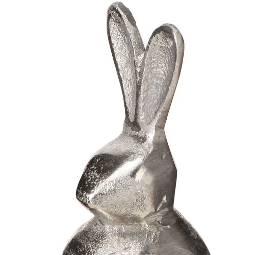 Product Decorative Bunny Silver – Modern Easter figure made of metal for stylish spring decoration 11cm 3 pcs
