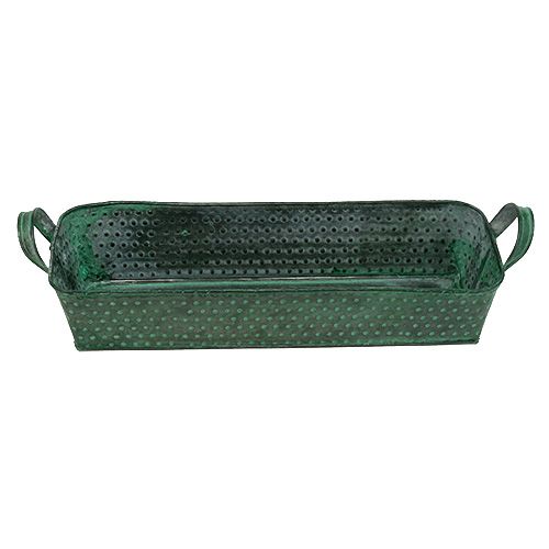 Floristik24 Square metal bowl green 30cm x 11cm H6cm