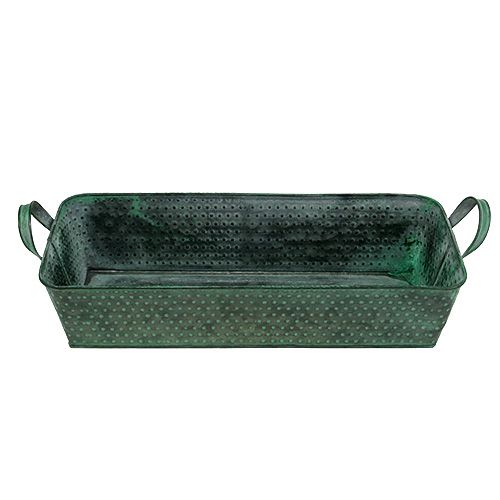 Floristik24 Square metal bowl 36cm x 15cm H8cm green