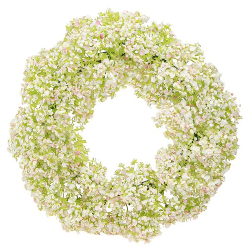 Flower wreath artificial small white pink green wreath Ø25cm