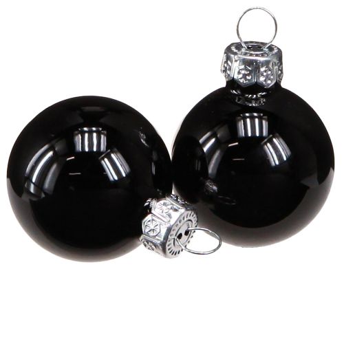 Product Mini Christmas Tree Baubles Glass Balls Black 30mm 27pcs