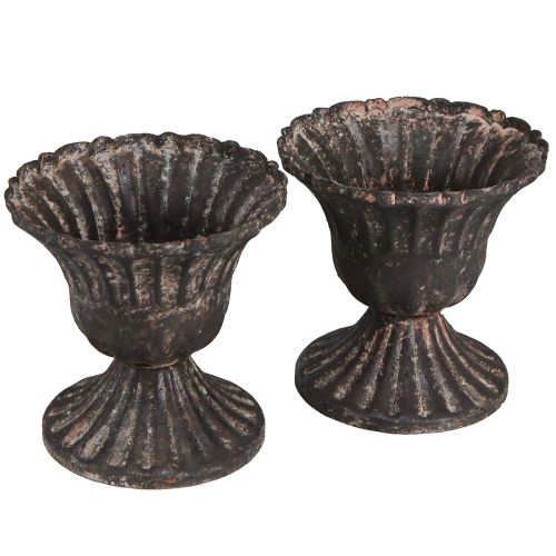 Floristik24 Mini decorative trophy vintage metal black rust Ø8cm H8.5cm 2pcs