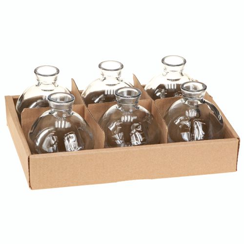 Product Mini Glass Vases Bulbous Blue Tinted Ø7.5cm H9cm 6 pcs