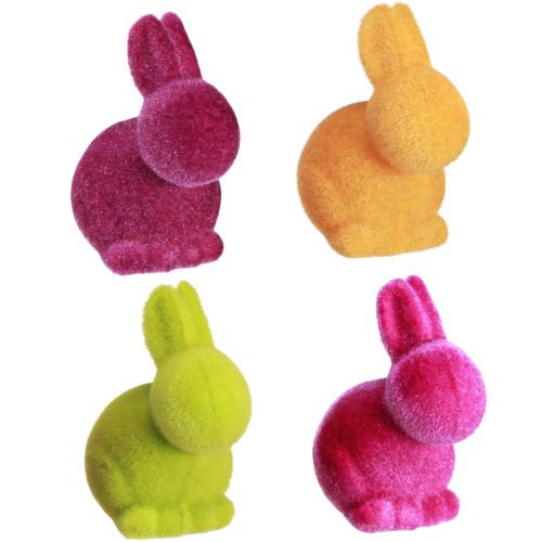 Product Mini Bunnies Colorful Easter Bunnies Flocked Assorted H6cm 12 pcs