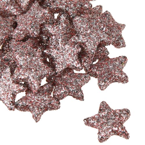 Floristik24 Mini Scatter Decoration Stars Decoration Glitter Pink 1.5cm 144 Pcs