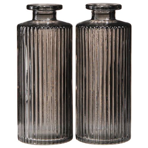 Product Mini vases glass vases gray grooves decor Ø5cm H13cm 6 pcs