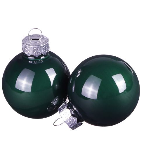 Mini Christmas balls glass green enamel Ø3cm 22 pcs