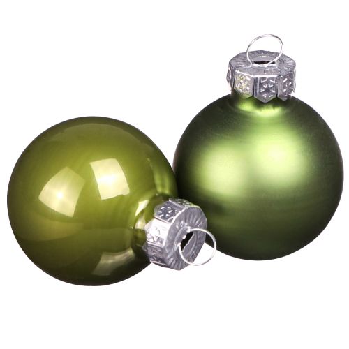 Mini Christmas balls glass light green mix Ø3cm 22 pcs