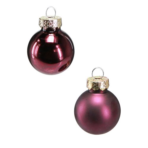 Mini Christmas balls glass Ø2.5cm 22pcs Mauve 22 pcs