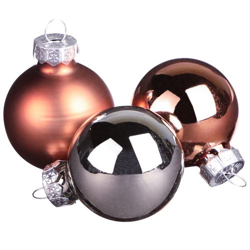 Floristik24 Mini Christmas balls silver apricot glass Ø3cm 22 pcs