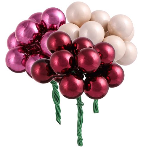 Mini Christmas balls on wire Berry Mix Ø20mm 140 pcs