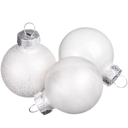 Mini Christmas balls in white winter decoration Ø3cm 22 pcs