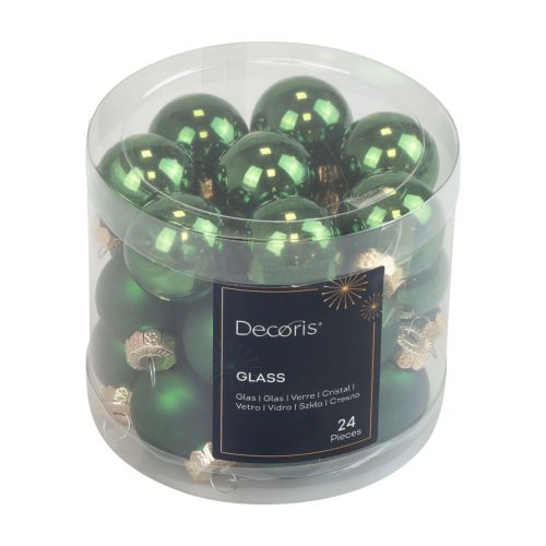 Product Mini Christmas balls glass green glossy/matt Ø2.5cm 20 pcs