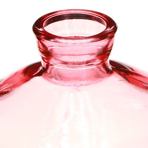 Product Mini vases glass bulbous flat pink tinted Ø9cm H6cm 6 pcs