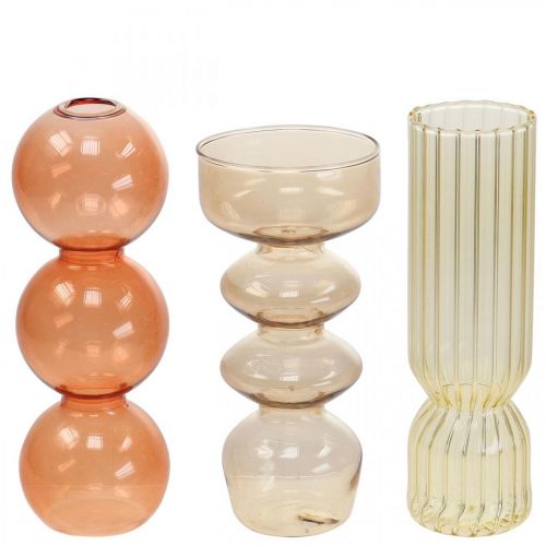 Floristik24 Mini Vases Glass Decorative Glass Vases Colored H15.5-17cm Set of 3