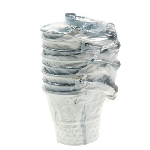 Floristik24 Zinc bucket with braided pattern gray Ø7cm H8cm 8pcs