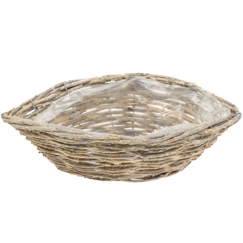 Product Basket boat for planting natural white washed L34cm