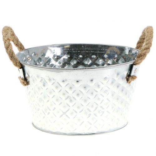 Floristik24 Zinc bowl decorative bowl metal with rope handle Ø22cm H12cm