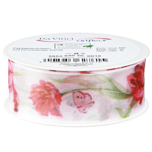 Product Organza Ribbon Chiffon Ribbon Parrot Tulips Red 40mm 18m