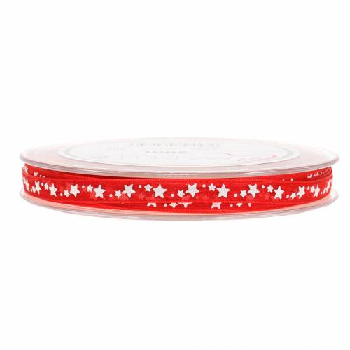 Product Organza ribbon with star red 6mm 20m