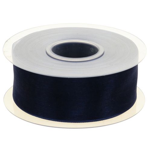 Product Organza ribbon gift ribbon dark blue ribbon blue selvedge 40mm 50m