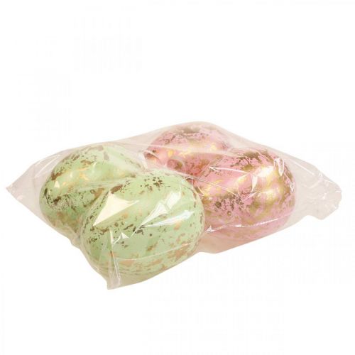 Floristik24 Easter egg to hang up decoration eggs pink, green, gold 12cm 4pcs