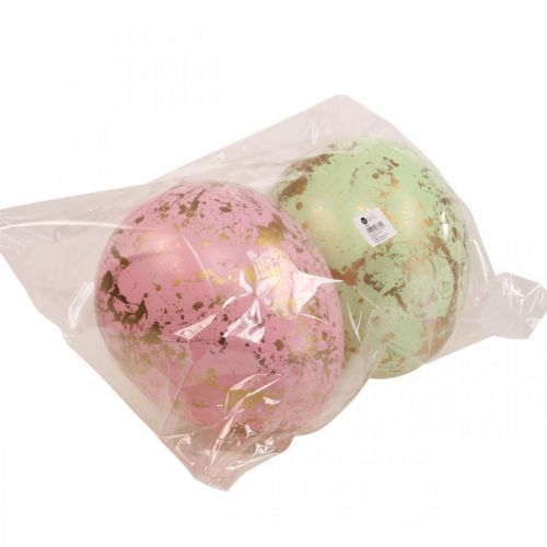 Floristik24 Easter egg to hang up decoration eggs pink, green, gold 20cm 2pcs