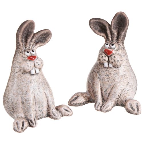 Easter Bunny Ceramic Funny Decoration Rabbit Brown H7cm 6 Pcs