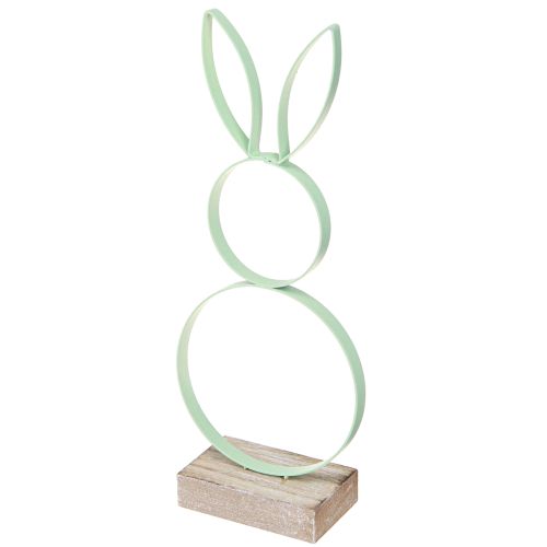 Product Easter Bunny Decoration Metal Wood Yellow Mint Pink H21cm 3pcs