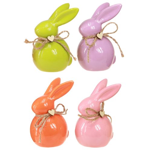 Easter Bunny Ceramic Decoration Bunnies Colorful 5.5×6×9.5cm 4 pcs