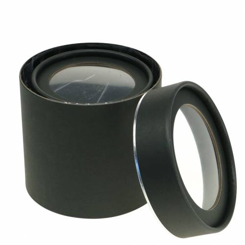 Product Flower box round cardboard black, silver Ø10/12cm set of 2
