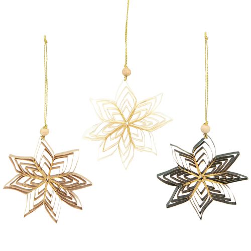 Floristik24 Paper Stars Christmas Tree Decoration White Brown Green 10cm 6 Pcs