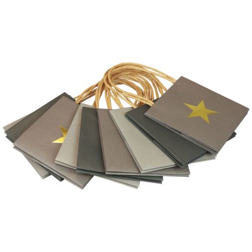 Product Paper bags with star and handle gray assorted 10.5×10.5cm 9pcs