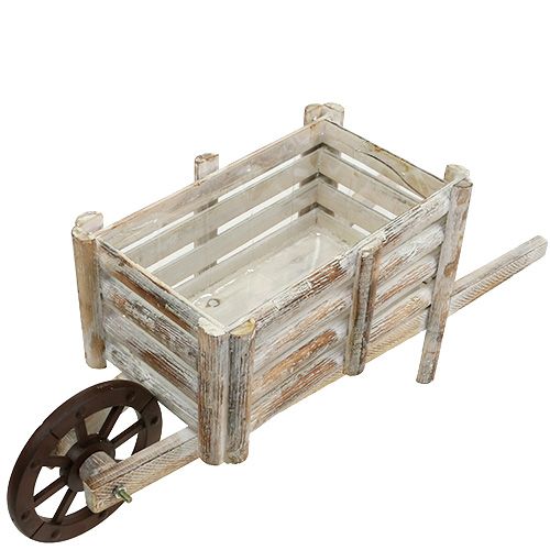Floristik24 Planter wheelbarrow white 58cm x 22cm x 20cm