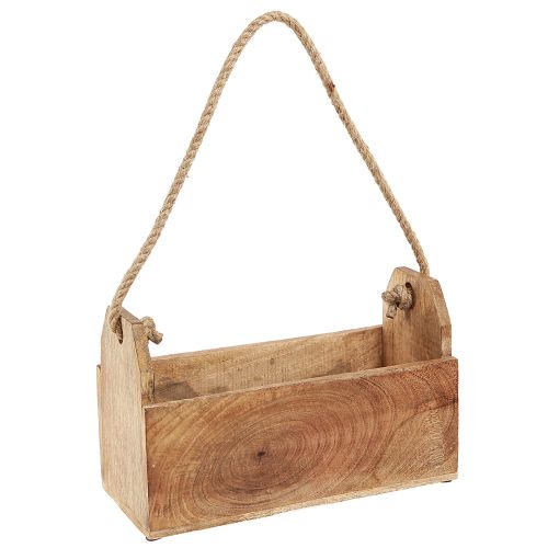 Planter Wooden with Handle Square Natural Jute 27x12x17cm