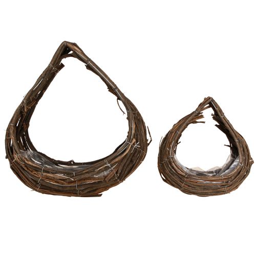 Product Plant basket wood drops natural 38x18cm / 23x13cm set of 2