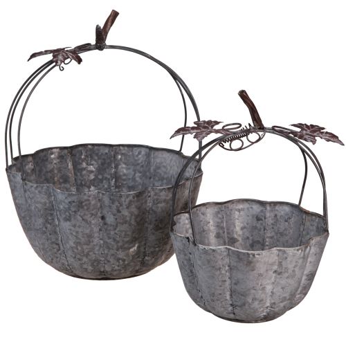 Floristik24 Plant bowl metal pumpkin decorative pot zinc Ø21/30cm set of 2pcs