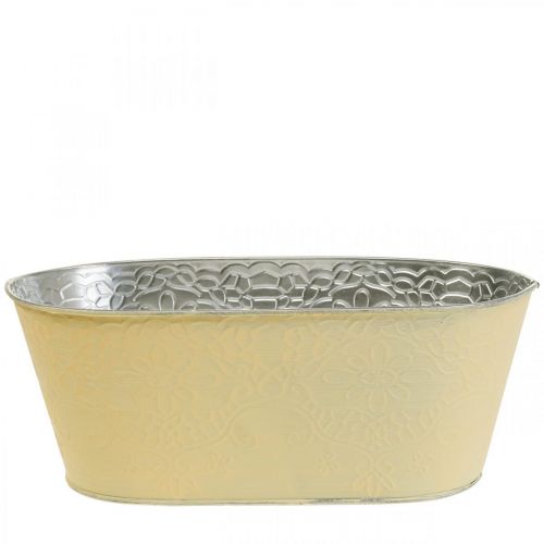 Floristik24 Plant bowl metal flower bowl oval yellow 25x14.5x10cm