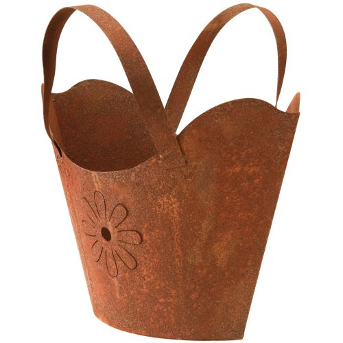 Product Decorative planter Metal Handbag with handles Rust H37cm
