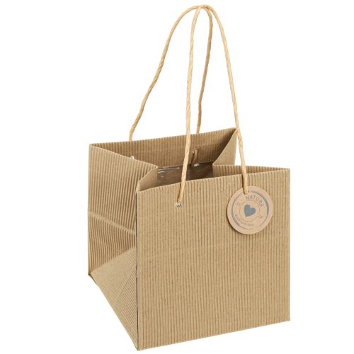 Paper Plant Bags Ribbed Natural 14x14x13.5cm 8 pcs