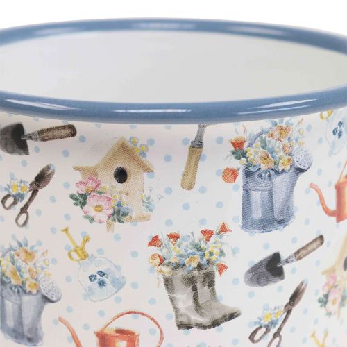 Floristik24 Plant cup enamel decorative cup garden motifs Ø11cm